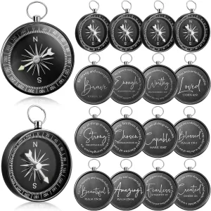 36 Pcs Engraved Bible Verses Compass Bulk,Christian Gifts for Fathers Day,Religious Hiking Compass for Men,Vintage Church Keepsakes for Sunday School,First Communion,Graduation