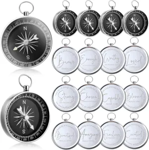36 Pcs Engraved Bible Verses Compass Bulk,Christian Gifts for Fathers Day,Religious Hiking Compass for Men,Vintage Church Keepsakes for Sunday School,First Communion,Graduation