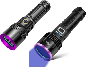 365nm UV Flashlight USB Rechargeable UV Light High Power Black Light Flashlight for Pet Urine Detection, Resin Curing, Minerals, Blood tracking, Scorpion, Rockhounding,Yooperlites,A/C Leak Detect