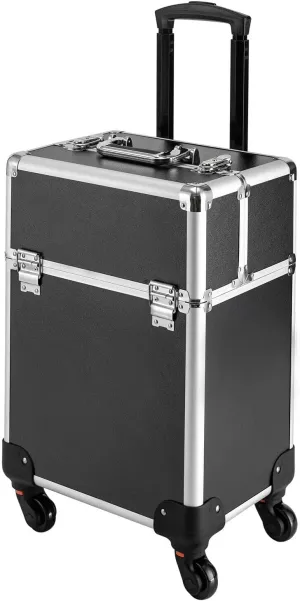 4 Layers Professional Travel Makeup Case Rolling Makeup Storage Organizer Portable Cosmetic Trolley Large Capacity Salon Barber Case with Swivel Wheels Trunk Makeup Storage Organizer Cart (black)
