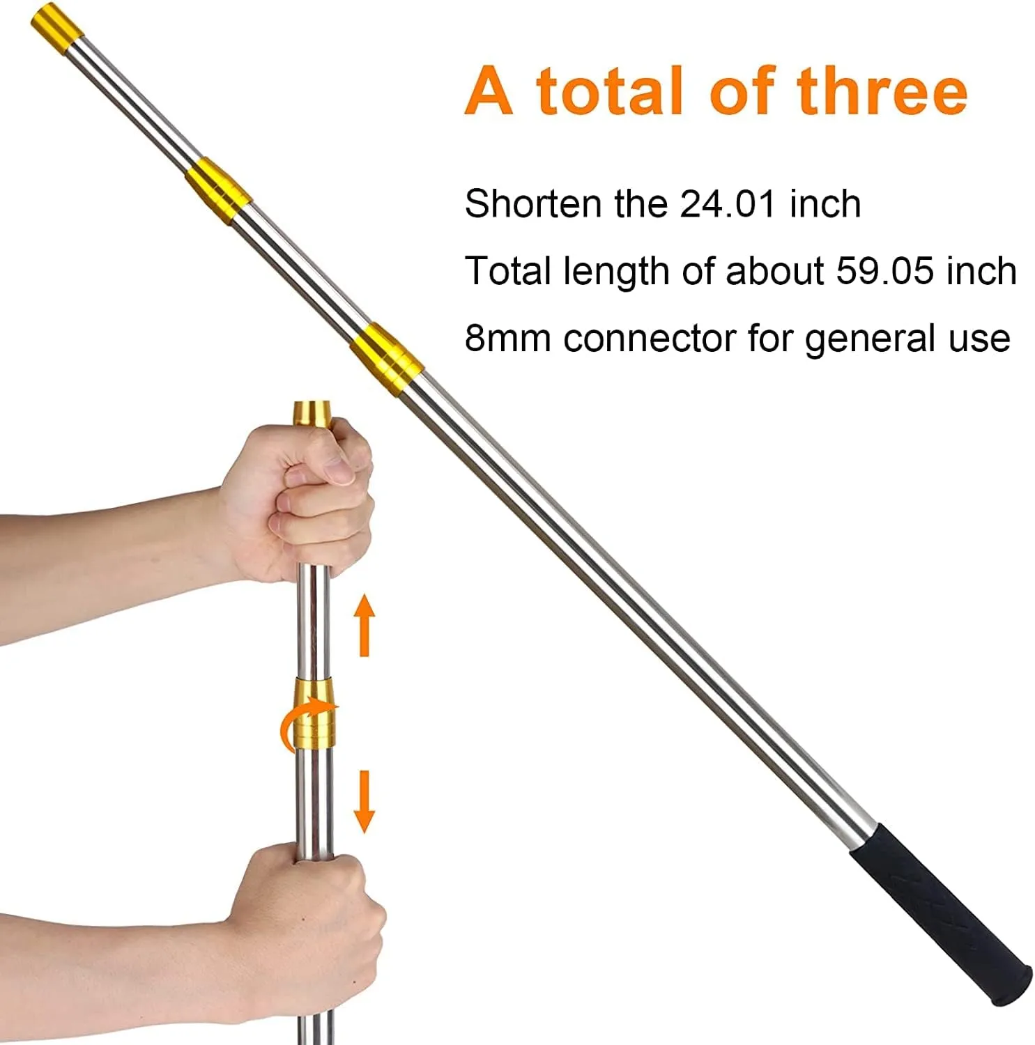 4.2ft-6.2-Foot Retractable rods, Available in 3 Sizes for harpoons, nets, Hunting and Other uses