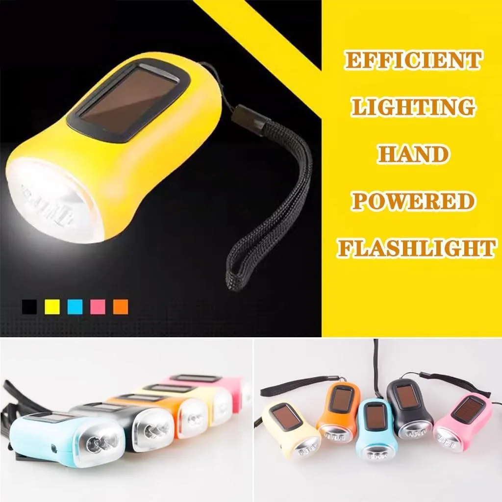 4/8/10-piece Hand Crank Flashlight Set, Travel Solar Powered Flashlight, Emergency Manual Flashlight with Wrist Strap, Self-Powered Flashlight(Blue Color,Set 1)