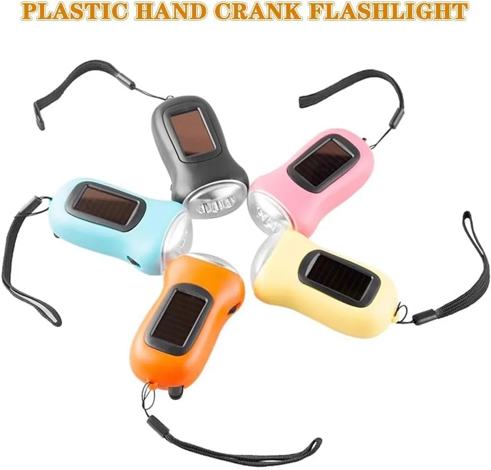 4/8/10-piece Hand Crank Flashlight Set, Travel Solar Powered Flashlight, Emergency Manual Flashlight with Wrist Strap, Self-Powered Flashlight(Blue Color,Set 1)