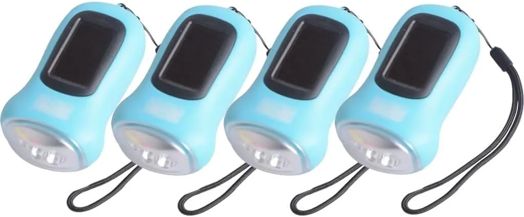 4/8/10-piece Hand Crank Flashlight Set, Travel Solar Powered Flashlight, Emergency Manual Flashlight with Wrist Strap, Self-Powered Flashlight(Blue Color,Set 1)