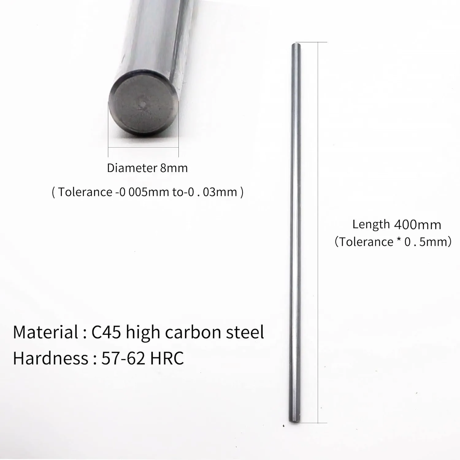 4PCS 8mmx 400mm (0.32" x 15.75") Case Hardened Chrome Plated Linear Motion Rods Linear Rail Rod Shaft for 3D Printer, DIY, CNC - Metric h8 Tolerance