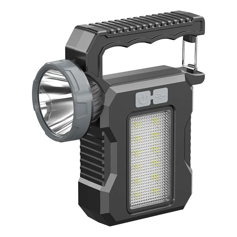 60000LM Mini Solar Light Handheld Emergency Flashlight with COB Emergency Red and Blue Side Light TYPE-C Rechargeable Portable Flashlight
