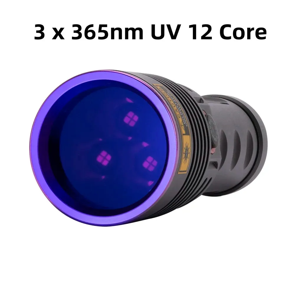 60W High Power UV Blacklight Flashlight 365nm Rechargeable for Stain Detection, Ore, Money, Scorpion, Fluorescent Curing, Pet Marker