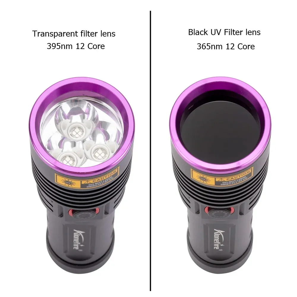 60W High Power UV Blacklight Flashlight 365nm Rechargeable for Stain Detection, Ore, Money, Scorpion, Fluorescent Curing, Pet Marker