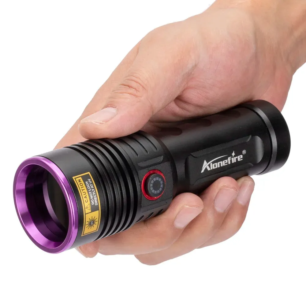 60W High Power UV Blacklight Flashlight 365nm Rechargeable for Stain Detection, Ore, Money, Scorpion, Fluorescent Curing, Pet Marker
