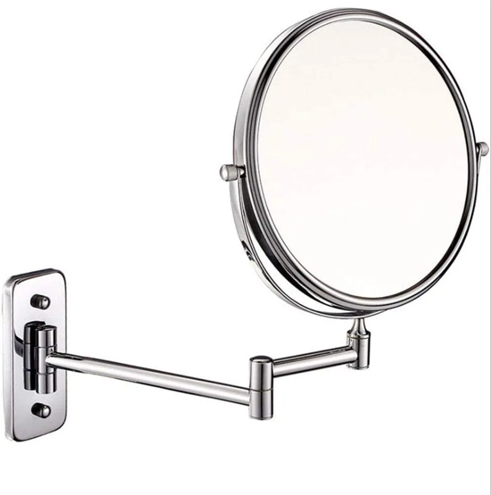 8 Inches Wall Mounted Makeup Mirror, Double Sided 3X Magnification 360° Swivel Extendable Cosmetic Vanity Mirror for Bathroom Hotels,6inches(6inches)