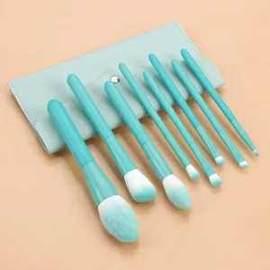8 Makeup Brush Set Soft Brush with Storage Bag Wooden Handle Beauty Soft Hair Tools(As shown,E)
