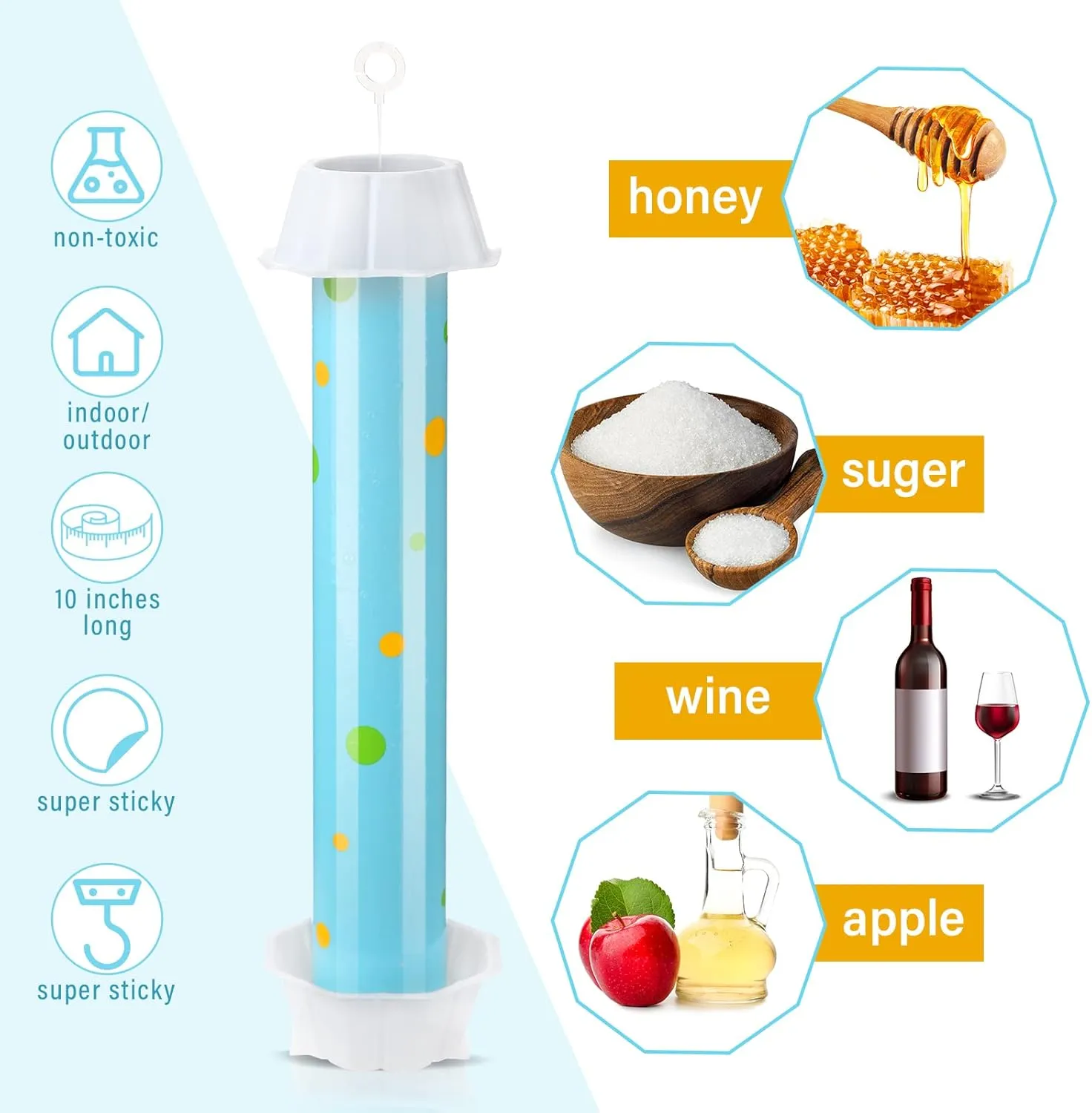 8 Pcs Sticky Fly Trap Fly Stick with Hanging Hook Adhesive Fly Catcher for Indoor Outdoor Trap Houseflies and Flying Insects Mosquito Bee Wasp Moth