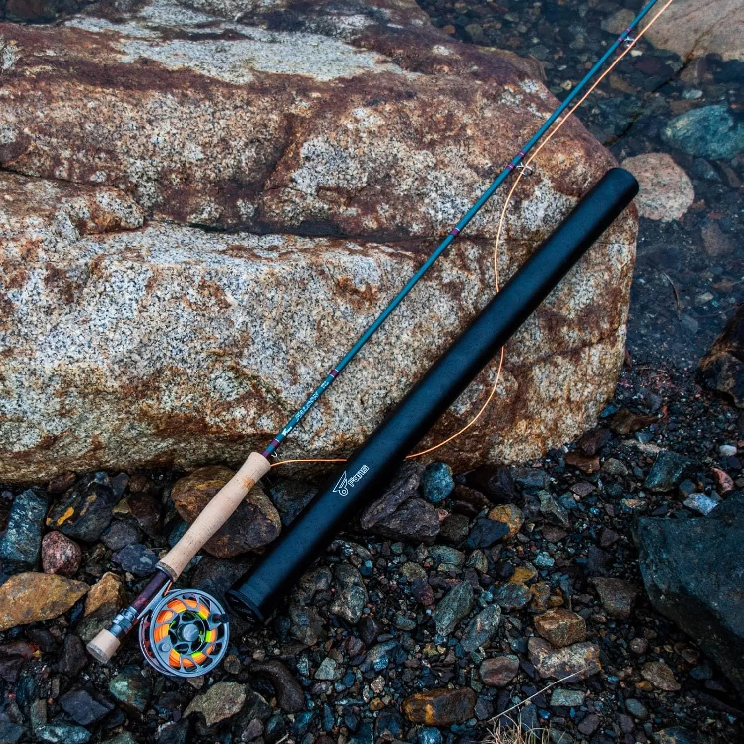 8Fans Fly Fishing Rod with Tube, 4-Sections,Fast Action Fly Rod with Pacbay Titanium-Coated Snake Guides,AAAA Pure Cork Handle,4-8w