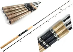 8ft Carbon Fiber Spinning Rod, 2-Piece, Medium-Heavy Power, 10-30lb Line, Cork Handle, Black