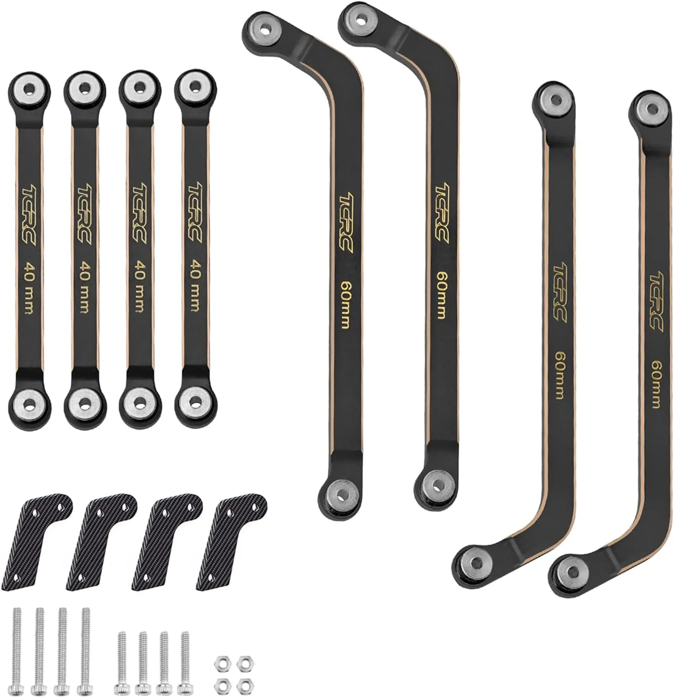 8PCS Brass High Clearance Chassis Suspension Links Rod Linkage Set for Axial AX24 XC-11/24 RC Crawler Car Upgrade Parts,Black Coating