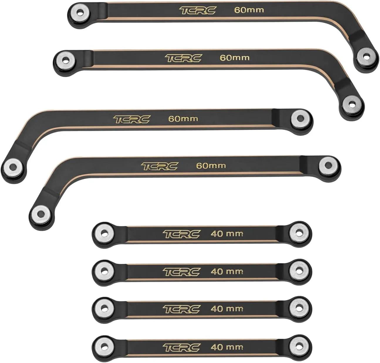 8PCS Brass High Clearance Chassis Suspension Links Rod Linkage Set for Axial AX24 XC-11/24 RC Crawler Car Upgrade Parts,Black Coating