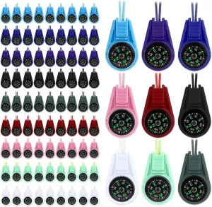 90pcs Compass for Kids, Portable Mini Compass with Lanyard Compass Small Hiking Survival Kids Scout Compass Keychain for Outdoor Camping Party Favors Gift (9 Colors)