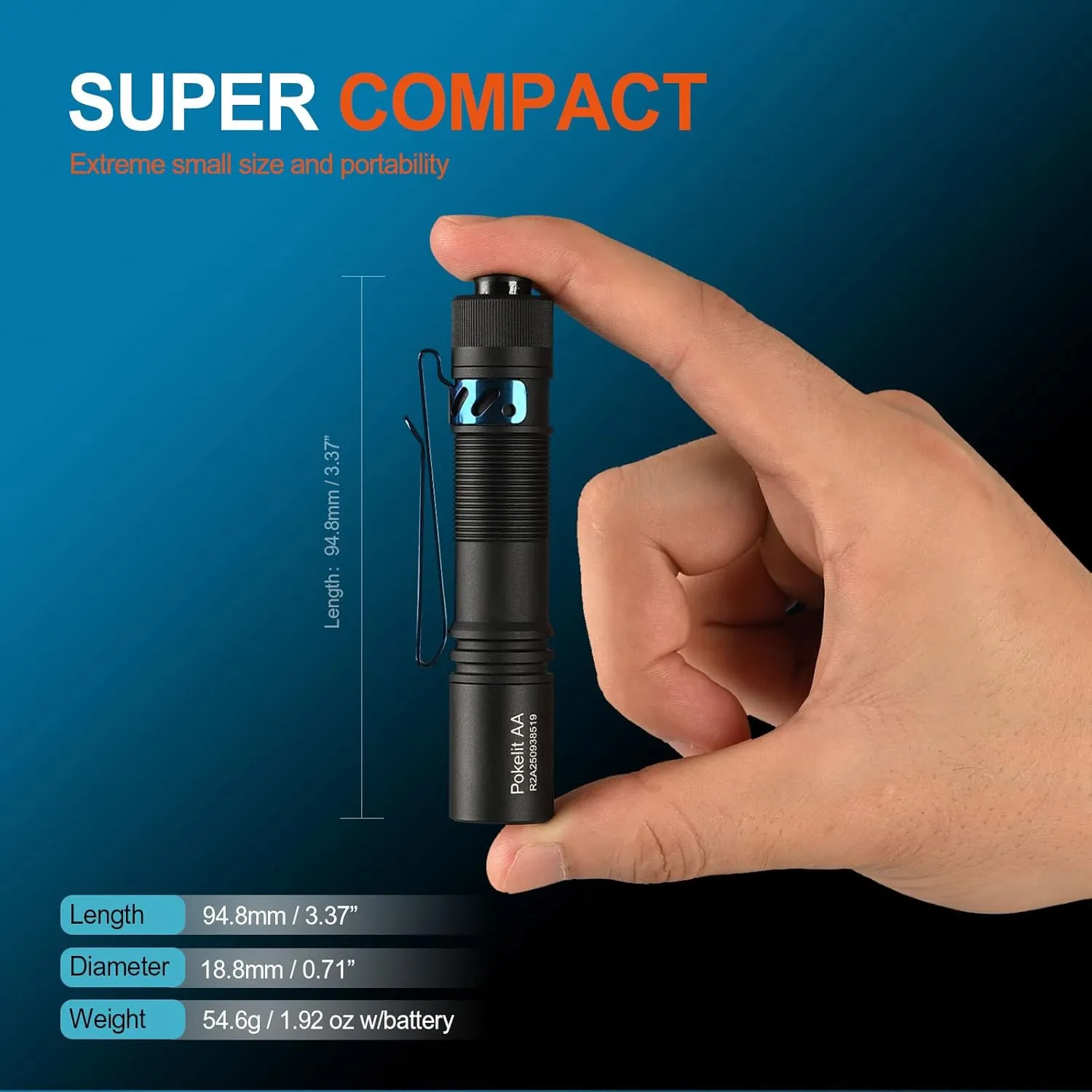 ACEBEAM Pokelit AA Rechargeable Mini Flashlight with Clip, 550 High Lumens Pocket EDC Flashlight, Super Bright Small Flashlight, 90  High CRI Led Flashlight for Camping, Hiking, Everyday Use(Black)