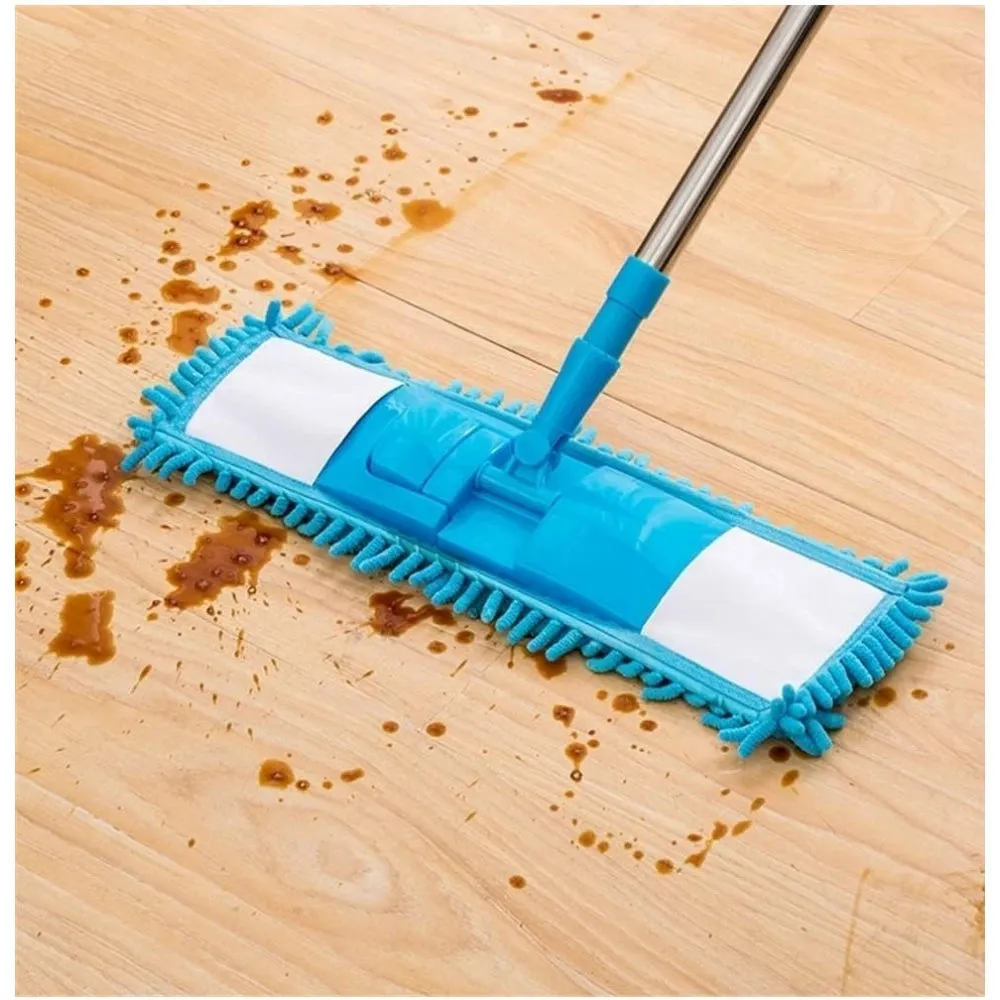 Aluminium rod and Microfiber duster Microfiber Wet and Dry Cleaning Flat Mop with Telescopic Long Handle (Multicolor)