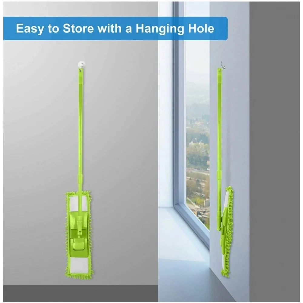 Aluminium rod and Microfiber duster Microfiber Wet and Dry Cleaning Flat Mop with Telescopic Long Handle (Multicolor)