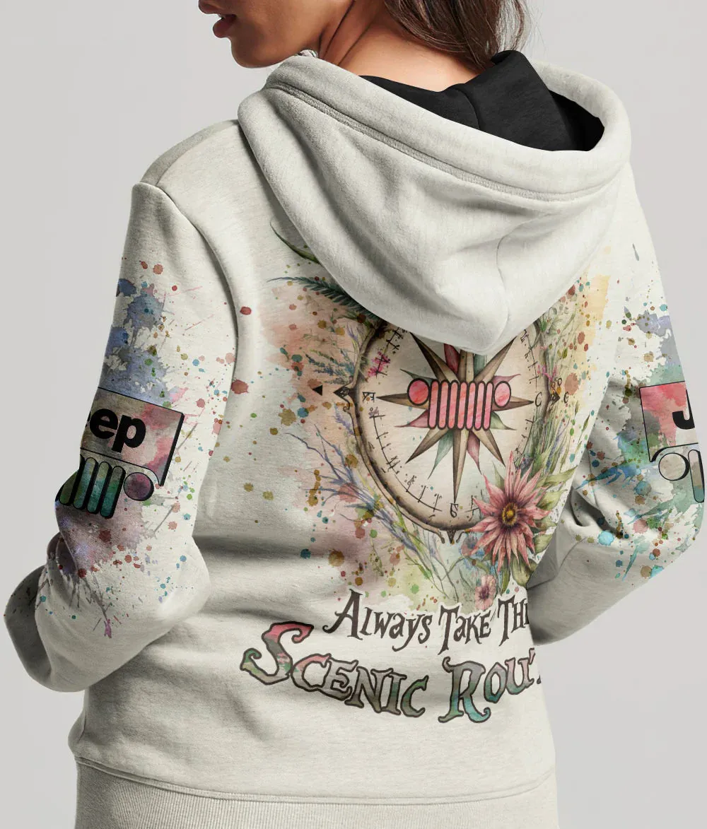 Always Take The Scenic Route Compass Jeep T Shirt