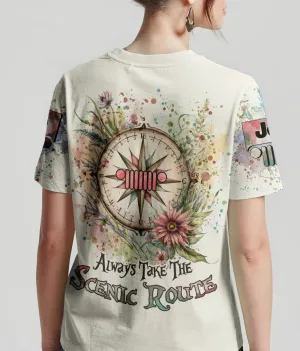 Always Take The Scenic Route Compass Jeep T Shirt