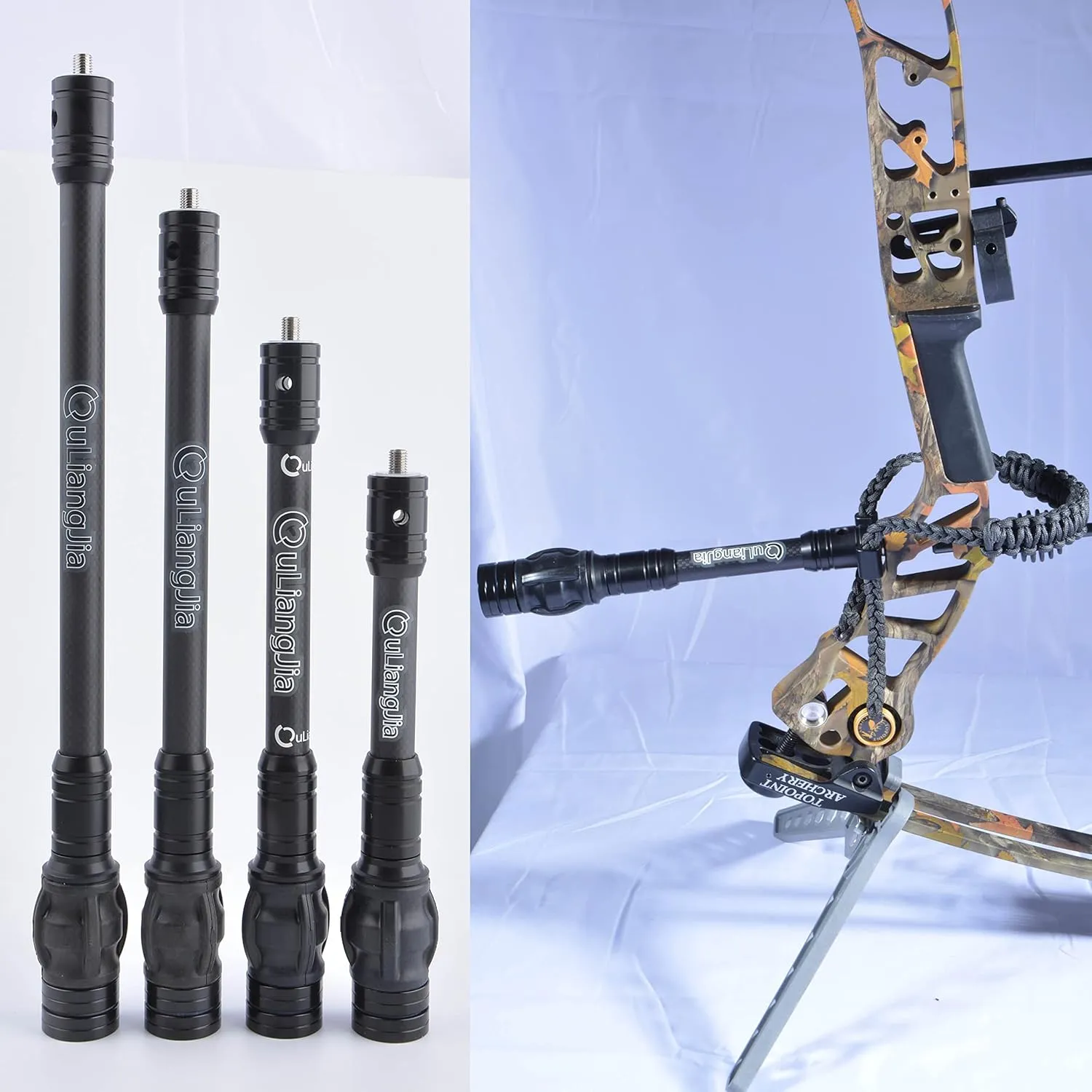 AMEYXGS Archery Bow Stabilizer 6" 8" 10" 12" Rod Balance Bar with Damping System and Weights Shock Absorber for Compound Bow Archery Accessory
