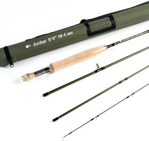 AnglerDream Fly Fishing Rod 4 Section 3/4 / 5 / 8WT Fast Action Dark Green Fly Rod Graphite IM 10 / 36T Carbon Fiber CNC Machined Golden Aluminum Reel Seat with Cordura Cloth Tube