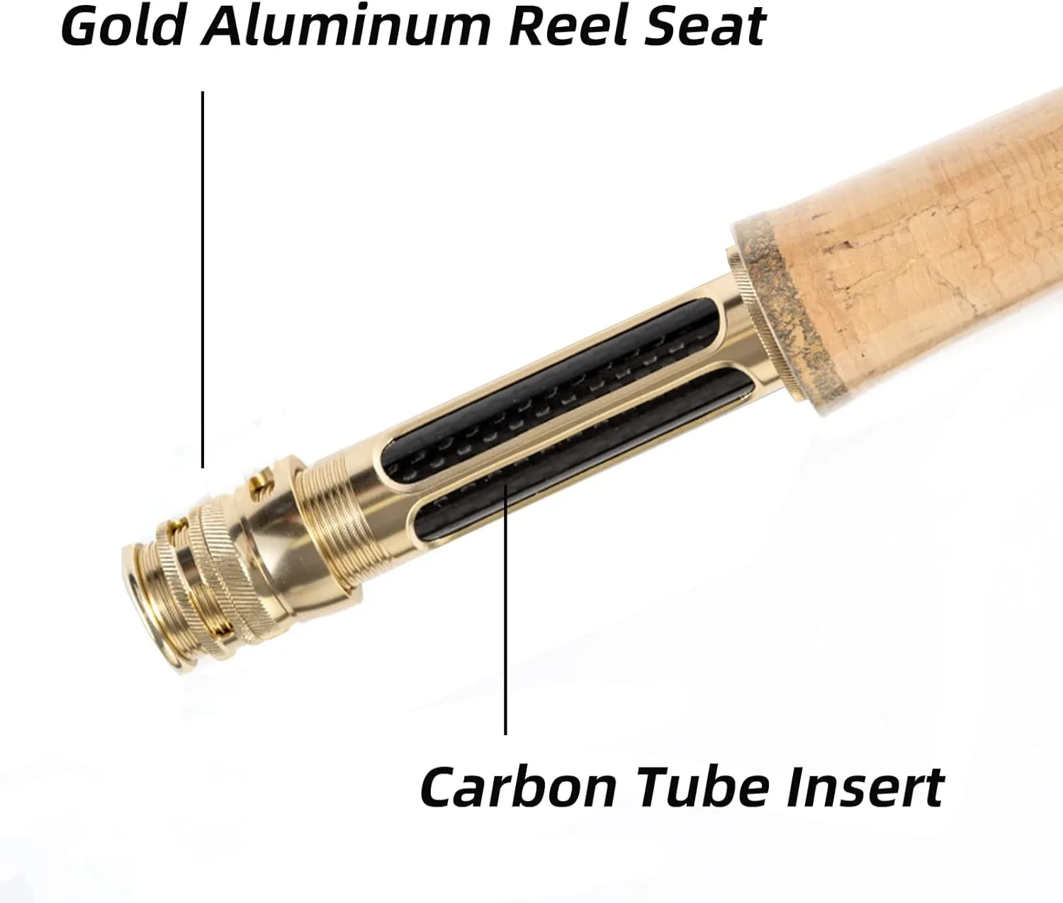 AnglerDream Fly Fishing Rod 4 Section 3/4 / 5 / 8WT Fast Action Dark Green Fly Rod Graphite IM 10 / 36T Carbon Fiber CNC Machined Golden Aluminum Reel Seat with Cordura Cloth Tube