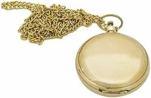 Antique Finish Brass Push Button Compass with Wooden Box Nautical Collectible Gift, Gold