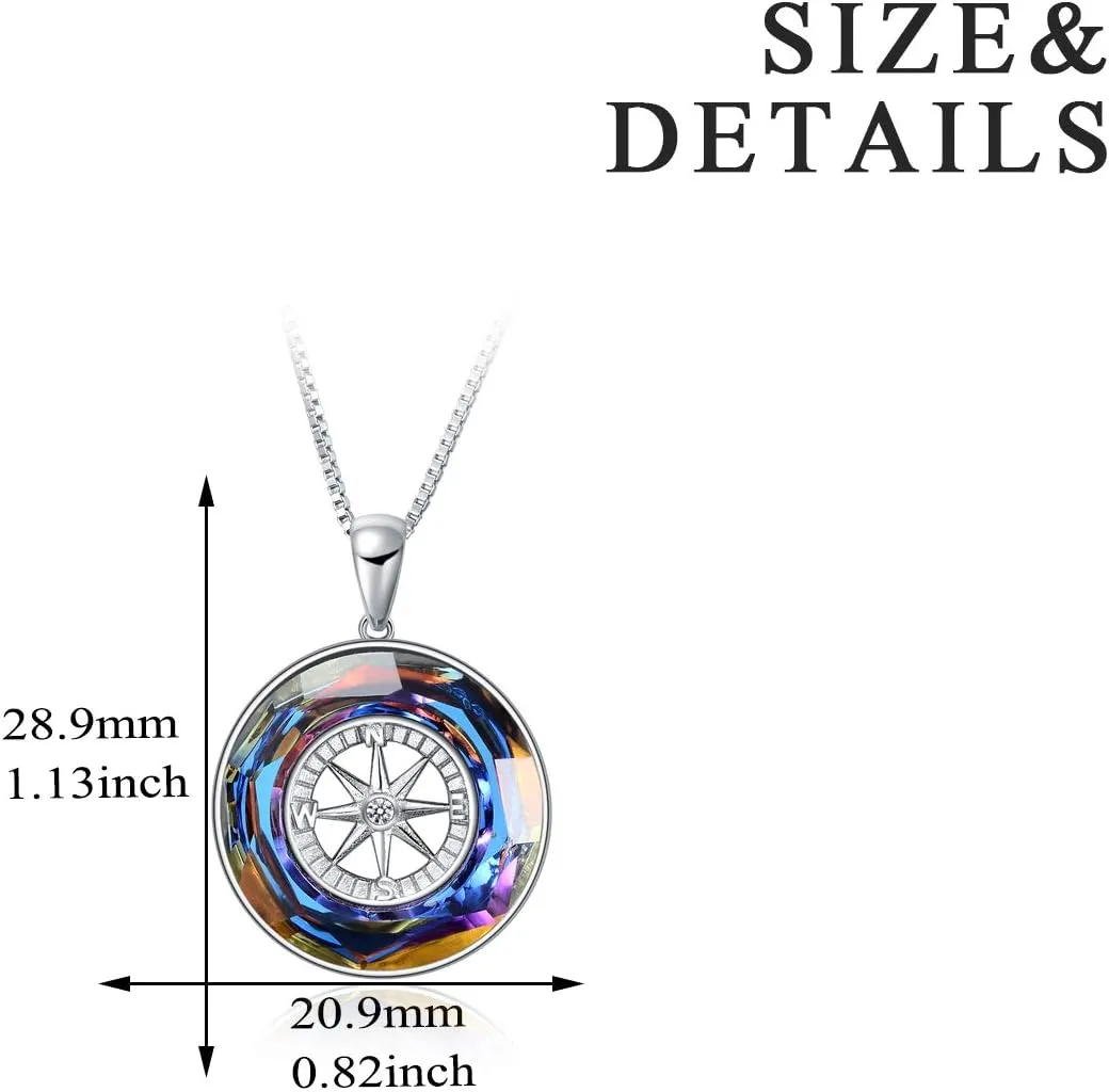 AOBOCO 2025 Graduation Gifts 925 Sterling Silver Compass Pendant Necklace for Women College Graduation Jewelry Gifts for Her Daugter