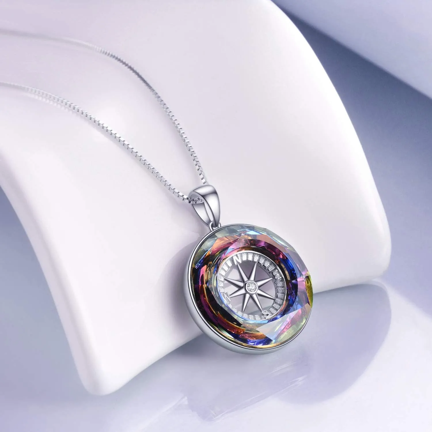 AOBOCO 2025 Graduation Gifts 925 Sterling Silver Compass Pendant Necklace for Women College Graduation Jewelry Gifts for Her Daugter