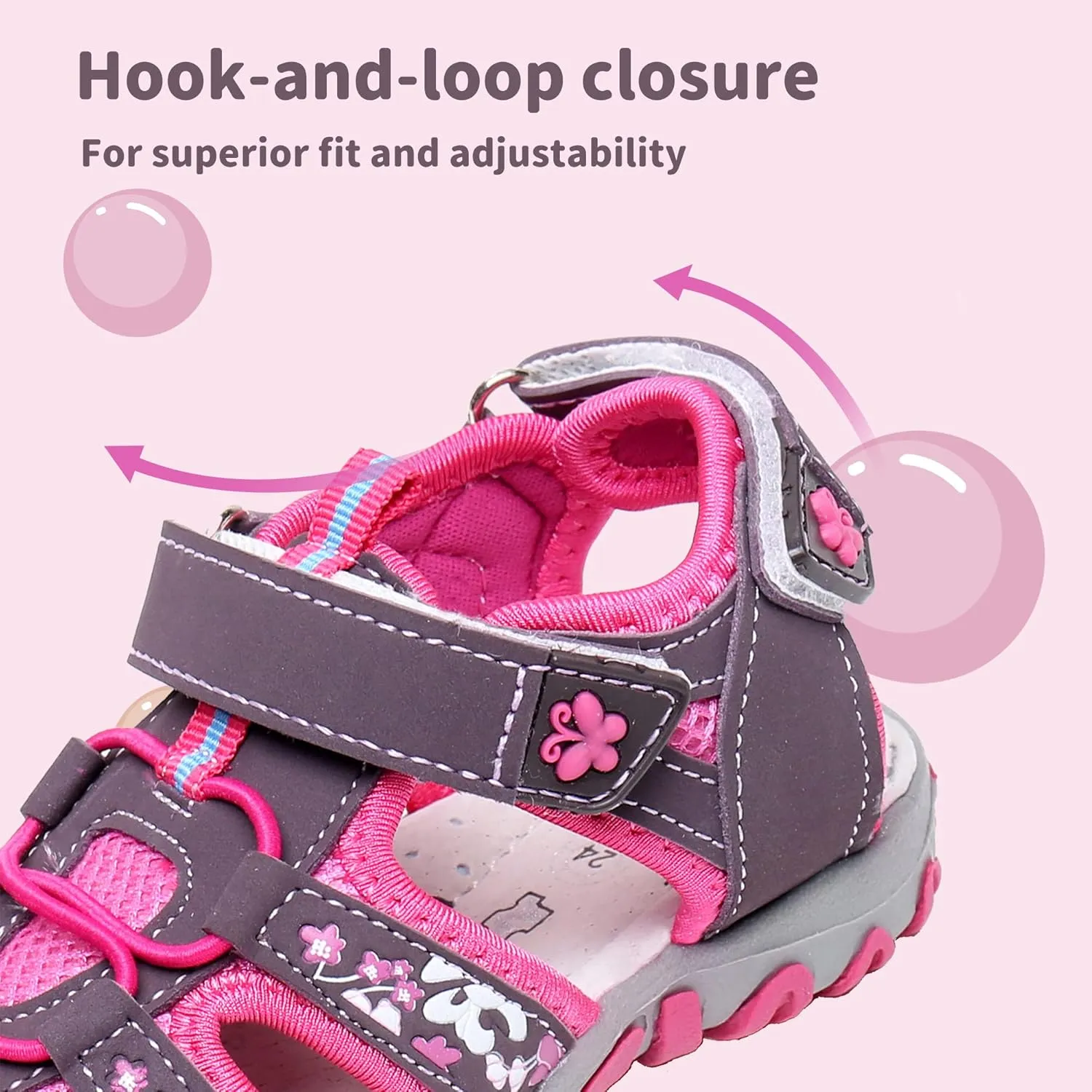 Apakowa Kids Girls Soft Sole Closed Toe Sandals Summer Shoes with Arch Support (Toddler/Little Kid)