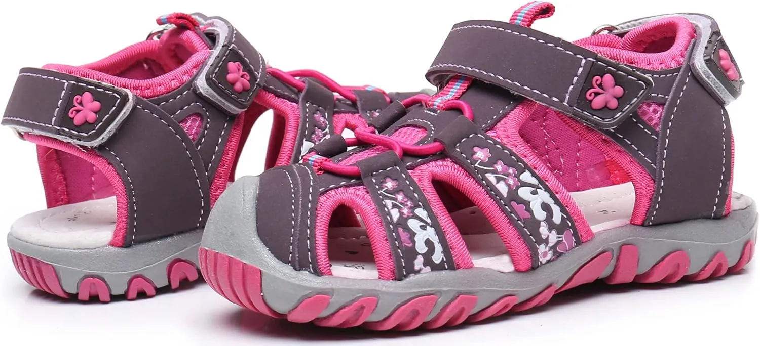 Apakowa Kids Girls Soft Sole Closed Toe Sandals Summer Shoes with Arch Support (Toddler/Little Kid)