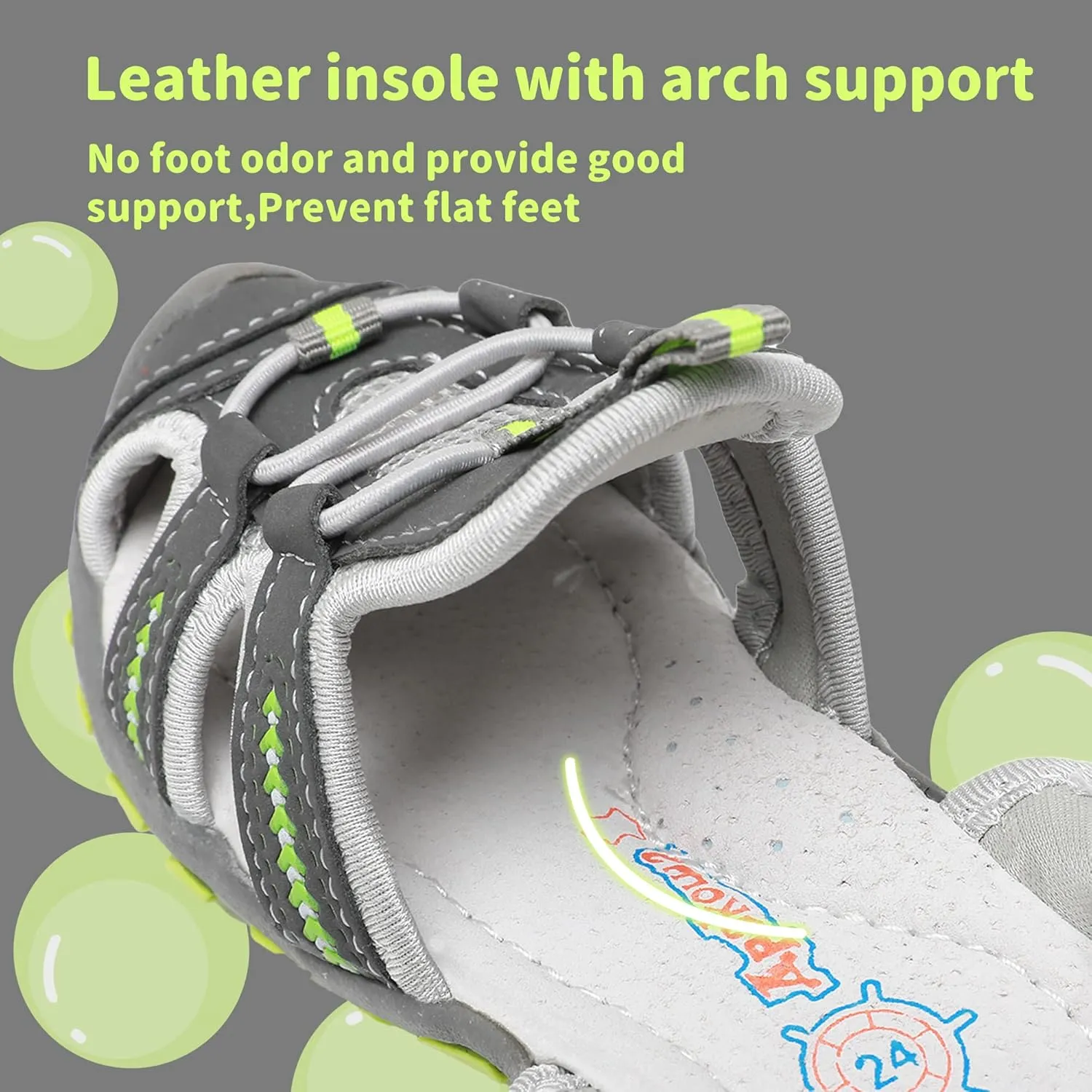 Apakowa Kids Girls Soft Sole Closed Toe Sandals Summer Shoes with Arch Support (Toddler/Little Kid)