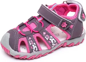 Apakowa Kids Girls Soft Sole Closed Toe Sandals Summer Shoes with Arch Support (Toddler/Little Kid)