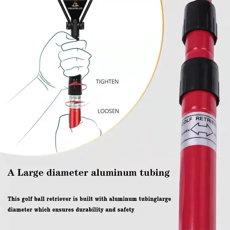 Aquadalus 15 feet Club Golf Retriever for Water, Telescopic Retriever with Headcover, Stainless Telescopic Extendable Golf Ball Retriever