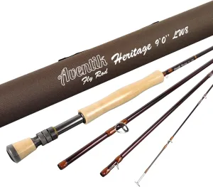 Aventik Heritage Fly Fishing Rod - American Quality and Simplicity - 4 Pieces 9FT IM8 Carbon Blank Classic Forgiving Medium Fast Action Fly Rod with Burgundy Finish and Premier Portuguese Cork Handle (4/5/6/7/8wt)