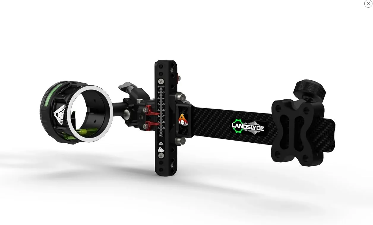 Axcel LANDSLYDE Plus Carbon Pro Slider Sight - with AVX-41 Scope - Single Pin - with T Connector, Rheostat Cover, Torque Indicator - .010 Green Fiber - Black Sight