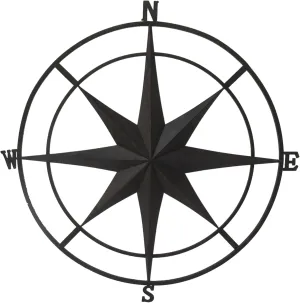 BACKYARD EXPRESSIONS PATIO · HOME · GARDEN 906680-NM Compass Wall Plaque-30 Inch-Indoor/Outdoor- Black- Backyard Expressions