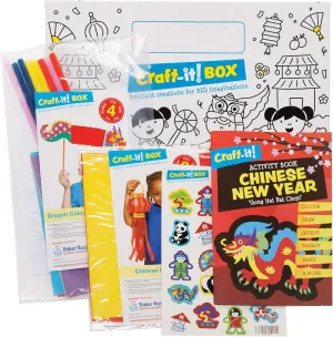 Baker Ross Chinese New Year Fun Creative Kits with Stickers and Activity Book for Boys Girls 2 Pack