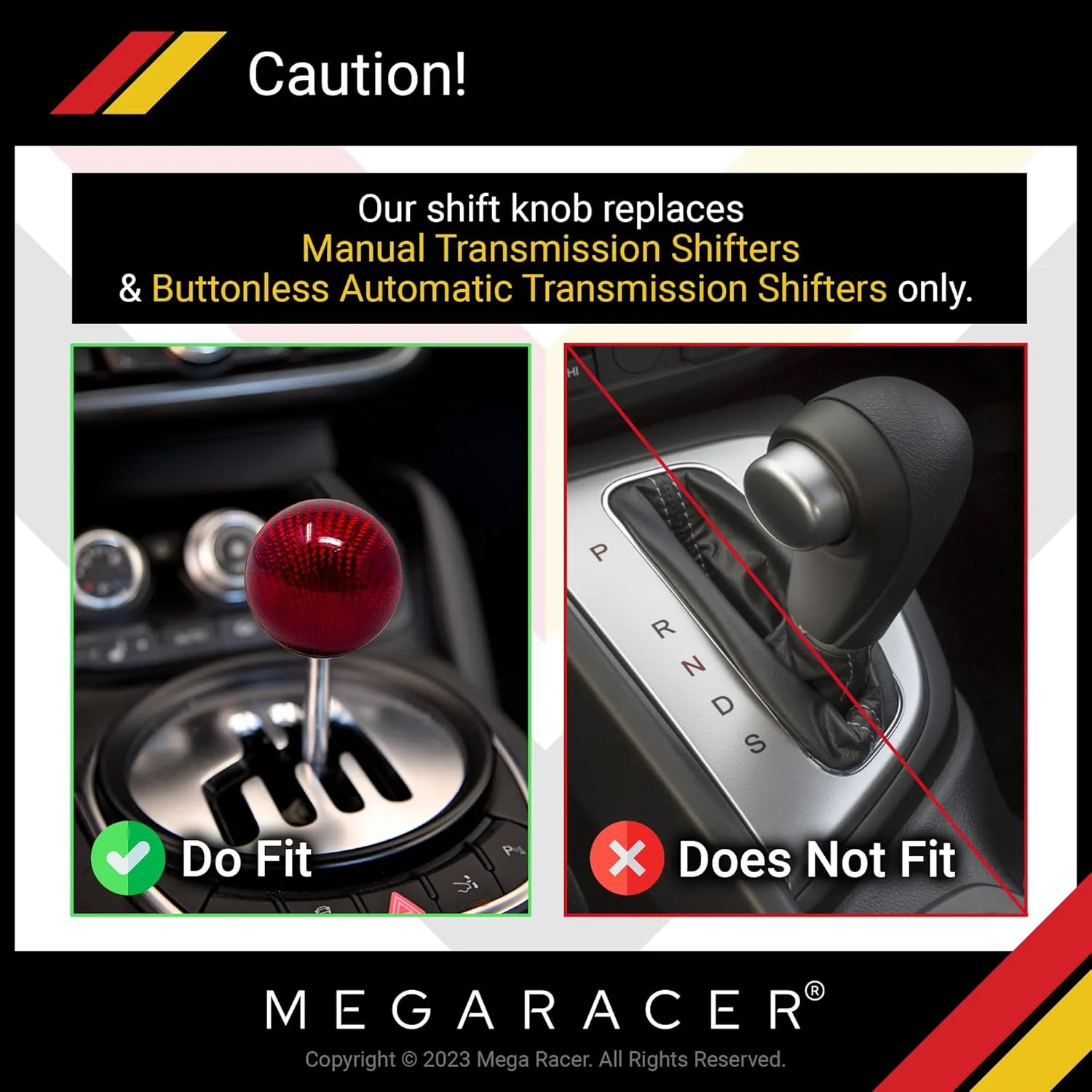 Ball Red Carbon Fiber Shift Knob - Buttonless Automatic Manual Shifter - 4/5/6 Speed Gear Shift Knobs
