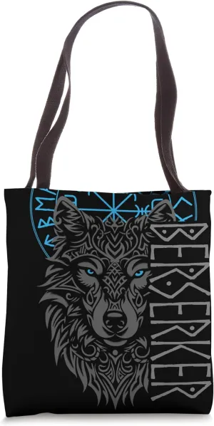 Berserker & Viking Compass - Nordic Wolf Design Tote Bag