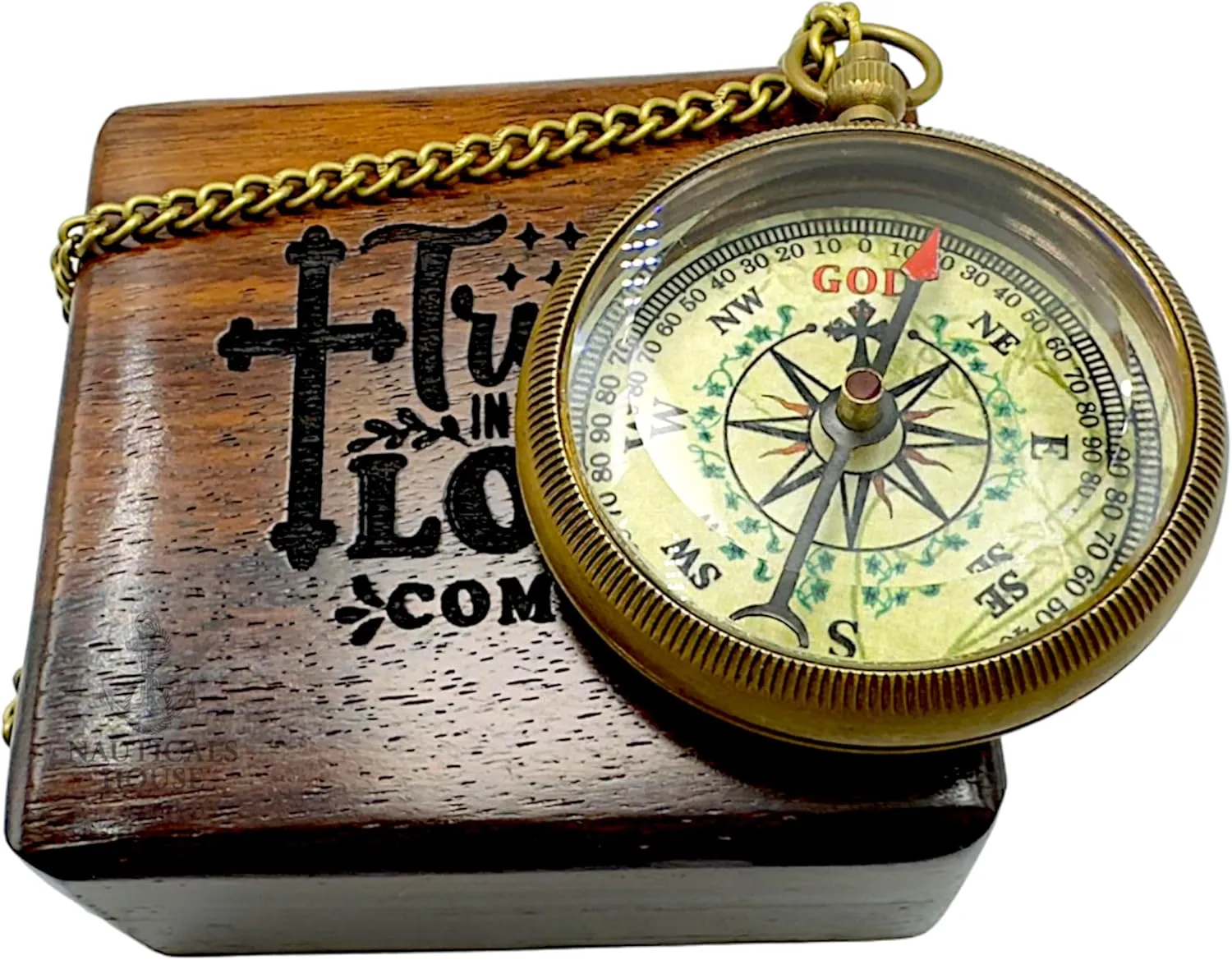 Bible Verse Brass Compass – “Trust in The Lord with All Your Heart” (Proverbs 3:5-6) | Religious Gifts for Men, Women, Boys, Girls, Teens | Daily Encouragement, Easter, Baptism, Faith-Based Keepsake