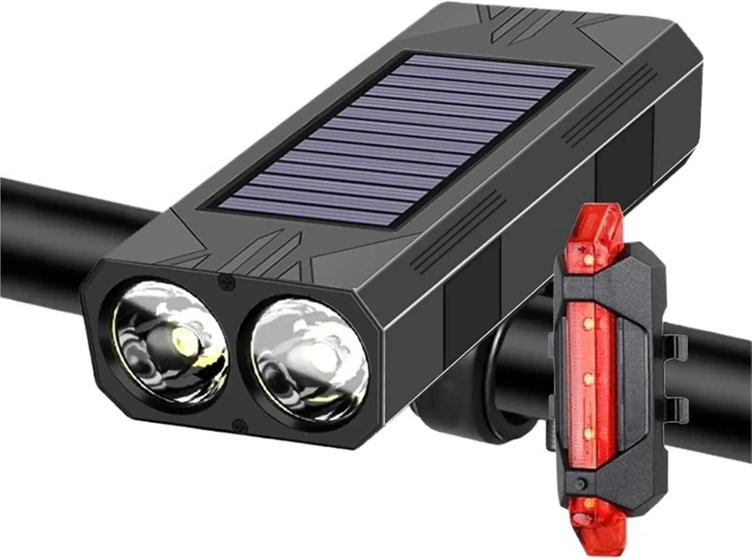 Bike Light Set 800 LM Solar Bike Light Set Bicycle Lights Horn Cycling Headlight USB Charging Flashlight Bike Accessories for Road Mountain Cycling