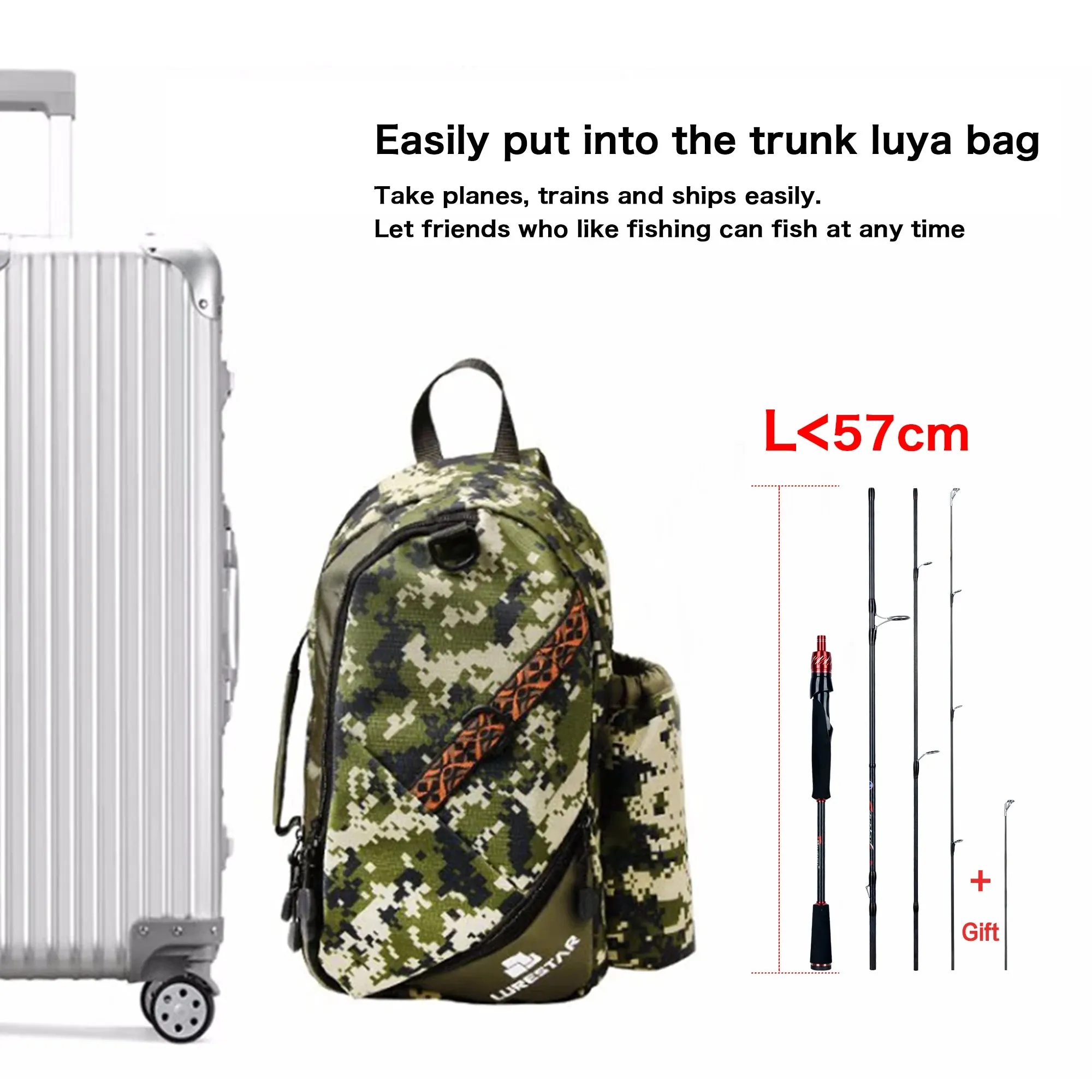 BIUTIFU Fuji Lure Mini Traveller Spinning & Casting Rod – Ultralight T800 Carbon Fishing Rod