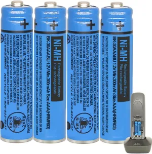 BK-30AAABU NI-MH AAA Rechargeable Battery 1.2V 300mah 4Pack NiMH AAA Batteries for Panasonic Cordless Phones, Remote Controls, Electronics