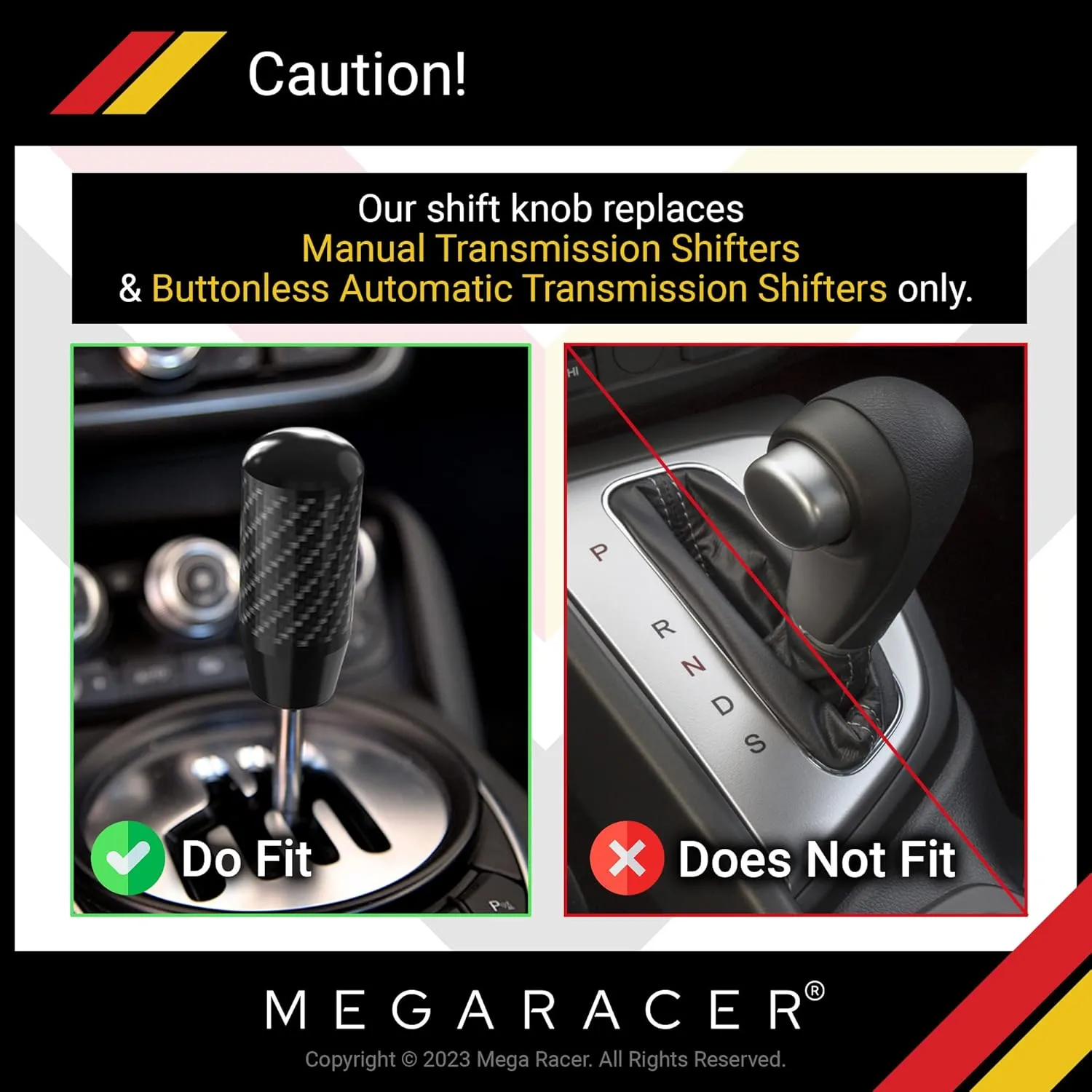 Black Carbon Fiber Shift Knob | Buttonless Automatic Manual Shifter | 6 Speed 4 5 Speed Gear Knob | Car Stick Shift