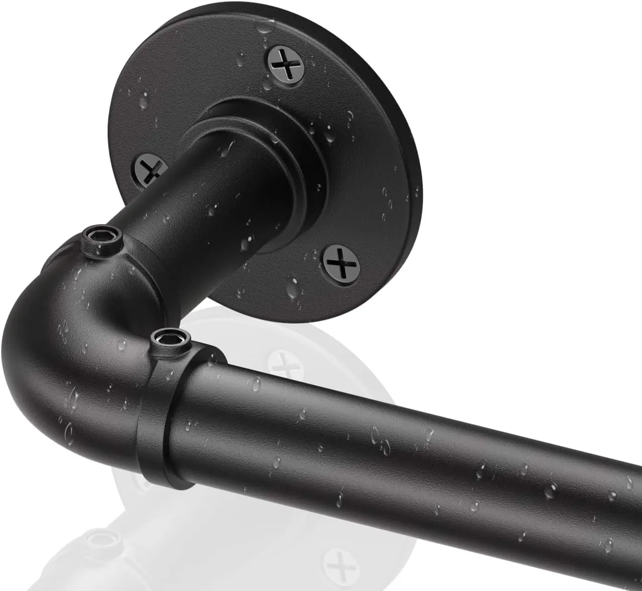 Black Industrial Curtain Rods for Windows 66 to 120, Outdoor Blackout Curtain Rod, Wrap Around Heavy Duty Curtain Rods,1 Inch Drapery Rods, Rustic Pipe Curtain Rod 66-120 Inch