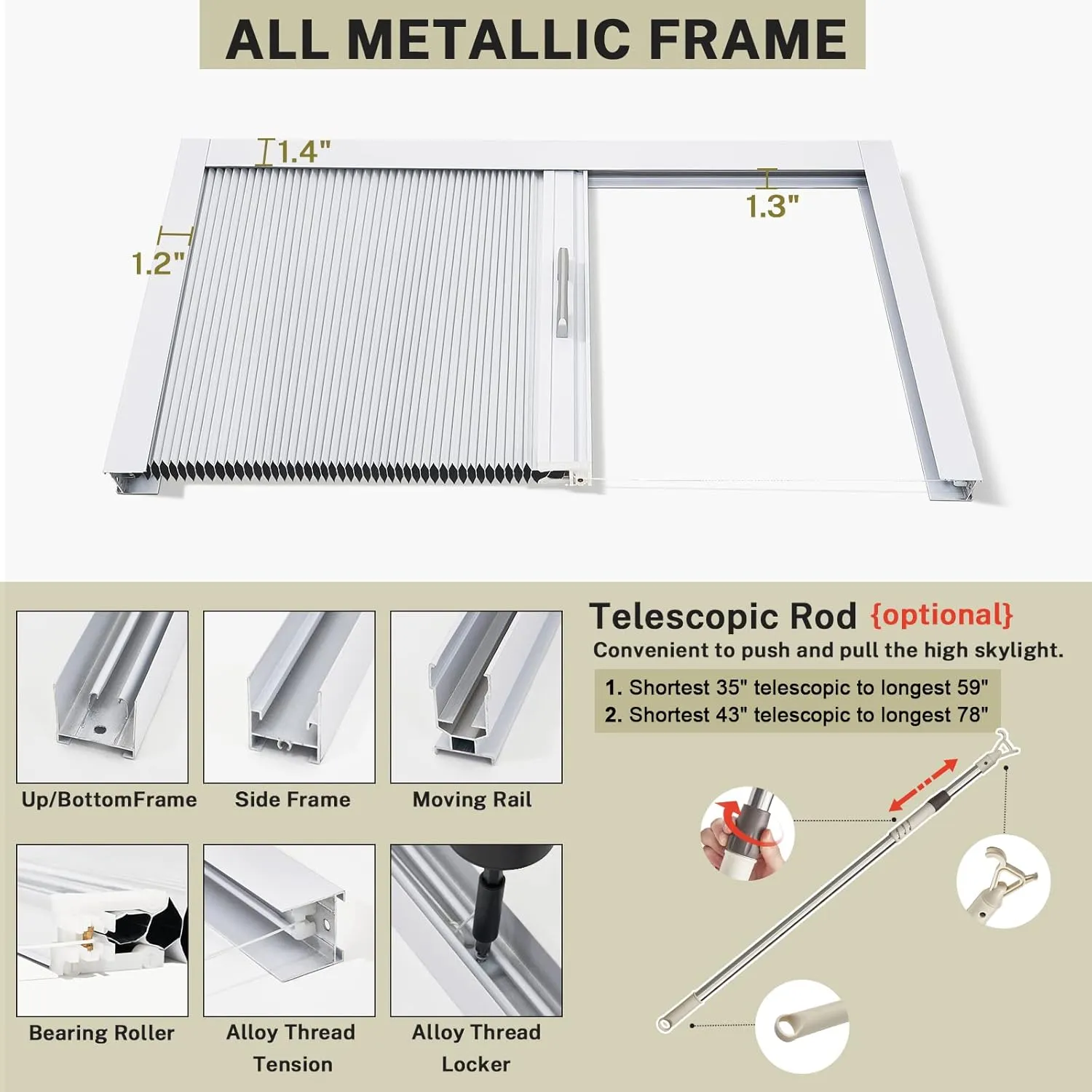 Blackout Skylight Window Blinds, Skylight Shades Cordless Cellular Shades Room Darkening Honeycomb Blinds for Roof Inclined Plane Room Windows - Custom Size (White)